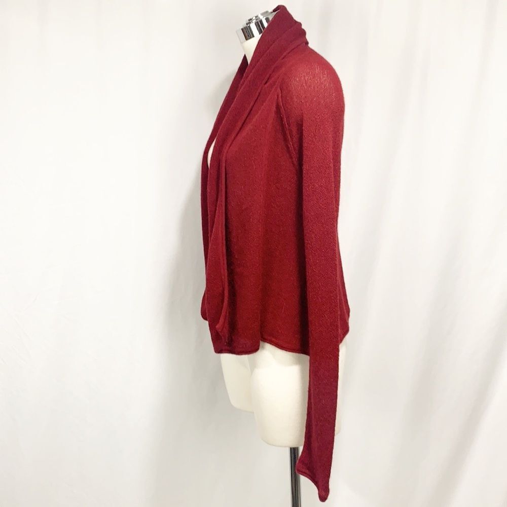 Peruvian Connection Maroon Open Front Cardigan Xs - image 2